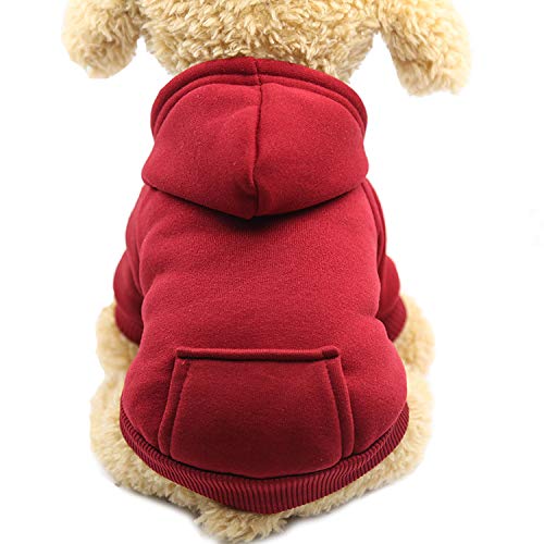 Jecikelon Winter Dog Hoodie Sweatshirts with Pockets Warm Dog Clothes for Small Dogs Chihuahua Coat Clothing Puppy Cat Custume (Medium, Pink)