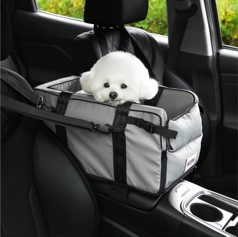 Center Console Car Seat for Small Dogs and Cats up to 11 lbs - Armrest Pet car seat, Waterproof Cat and Dog Booster Seat and Bed for Car, Essential Travel Carrier for Cats and Dogs