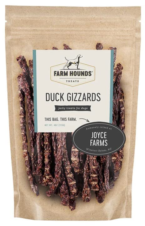 Farm Hounds - Duck Gizzards - Premium Natural Duck Jerky for Dogs - from 100% Humanely Raised Duck - Break-to-Size - Great for Training & Treats - No Added Fillers - Made in USA - 4oz - 1 Pack