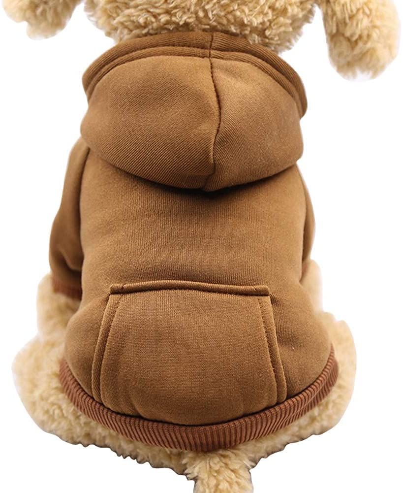 Jecikelon Winter Dog Hoodie Sweatshirts with Pockets Warm Dog Clothes for Small Dogs Chihuahua Coat Clothing Puppy Cat Custume (Medium, Pink)