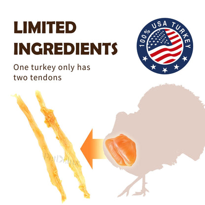 Turkey Tendon for Dogs, Ingredient Sourced from USA, Hypoallergenic, All Natural Human Grade Puppy Chew, Dog Treats for Signature Series, Rawhide Alternative, 1 Unit/Pack Strip (Large)