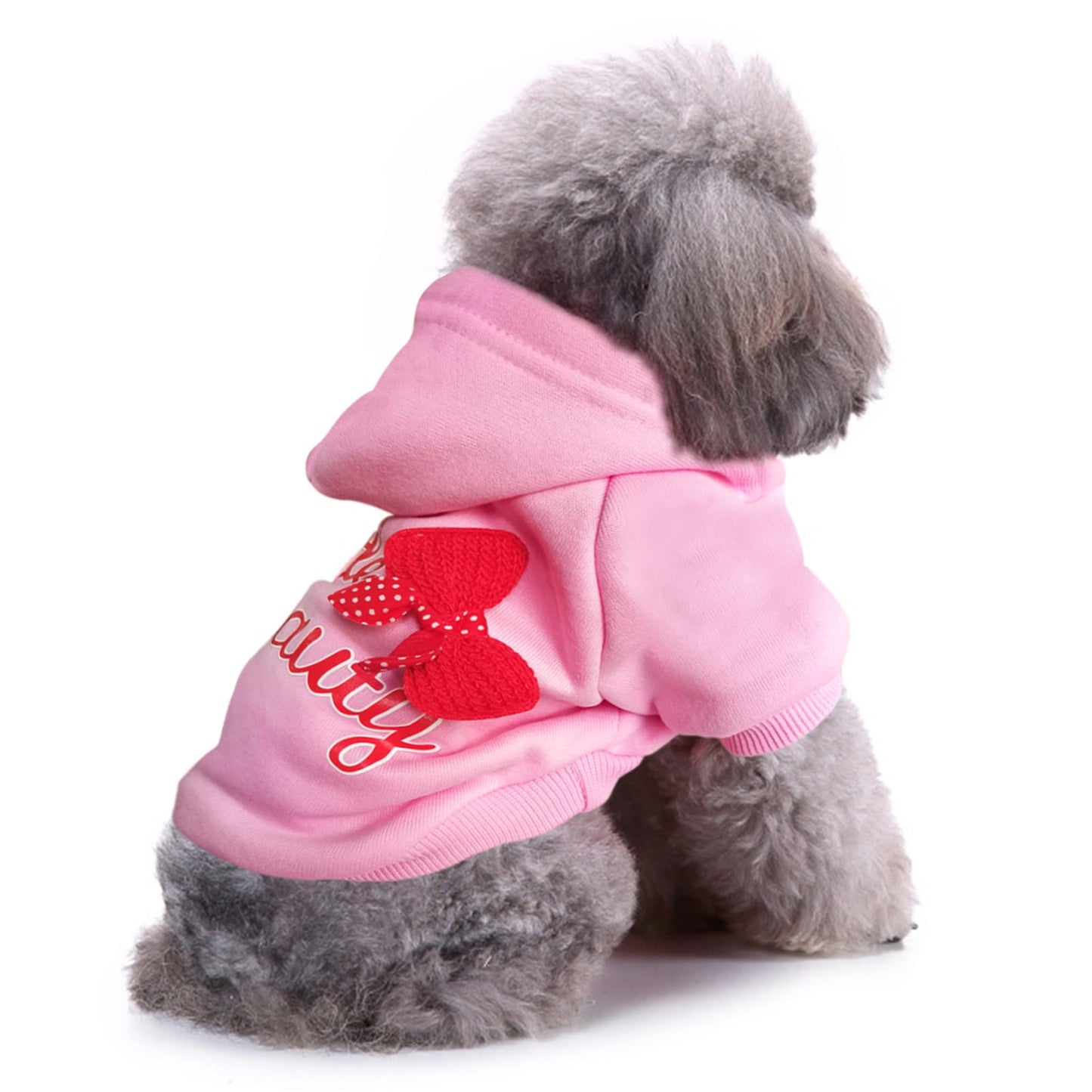 Jecikelon Winter Dog Hoodie Sweatshirts with Pockets Warm Dog Clothes for Small Dogs Chihuahua Coat Clothing Puppy Cat Custume (Medium, Pink)