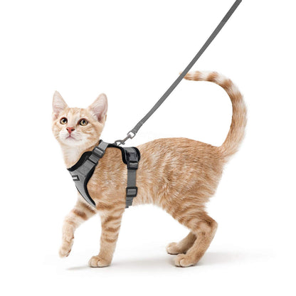 rabbitgoo Cat Harness and Leash for Walking, Escape Proof Soft Adjustable Vest Harnesses for Cats, Easy Control Breathable Reflective Strips Jacket, Navy Blue, XS