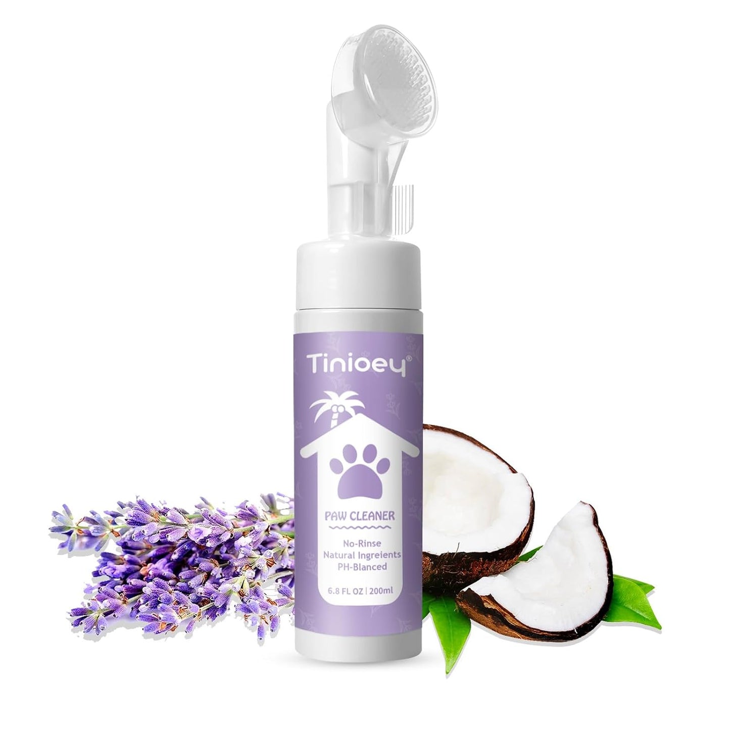 Foaming Paw Cleaner for Dogs and Cats (6.8 oz) | No-Rinse Dandelion Cleanser with Brush and Absorbent Towel (Fragrance Free)