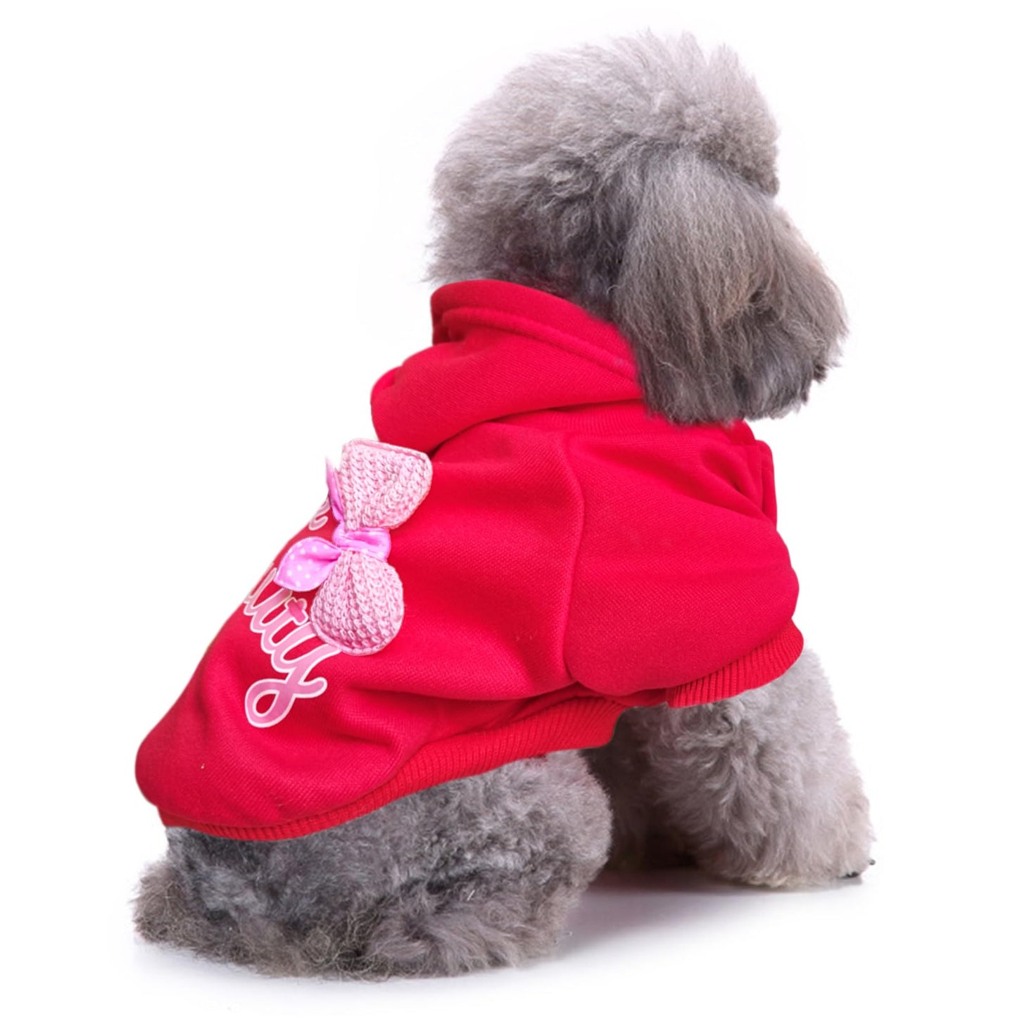 Jecikelon Winter Dog Hoodie Sweatshirts with Pockets Warm Dog Clothes for Small Dogs Chihuahua Coat Clothing Puppy Cat Custume (Medium, Pink)