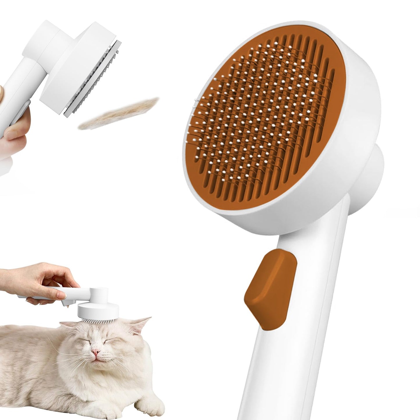 Cat Brush Self Cleaning Slicker for Indoor Shedding Short Haired Dogs Grooming Supplies for Long Hair Pet Comb Essentials Tools for Pitbulls Removes Matted Fur and Loose Undercoat Set (Gray)