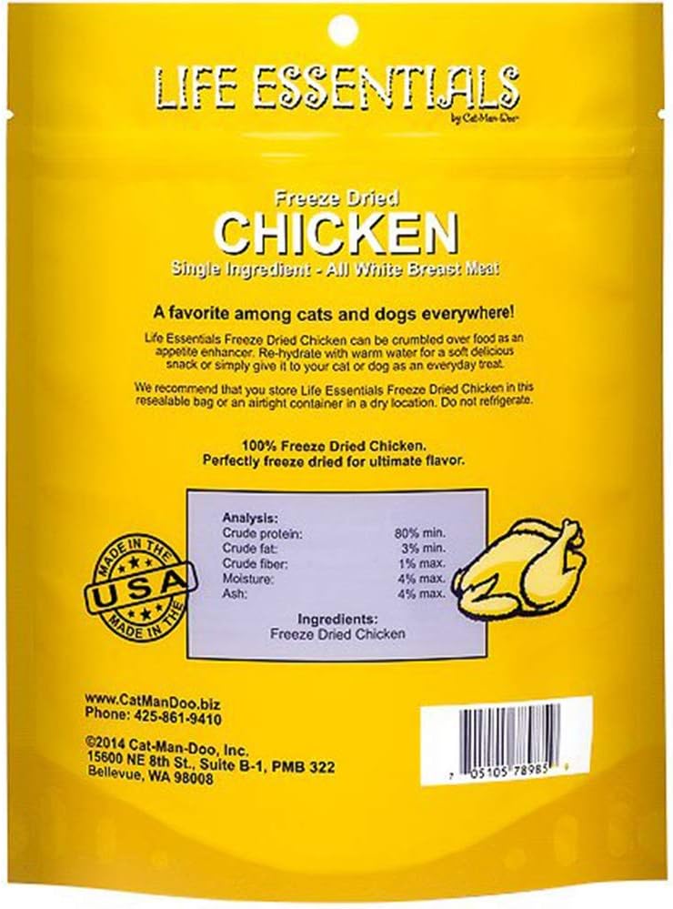 All-Natural Freeze Dried Chicken Treats for Dogs & Cats No Grains, Fillers, Additives and Preservatives Proudly Made in the USA - 2 Pack (5 oz. Bag)