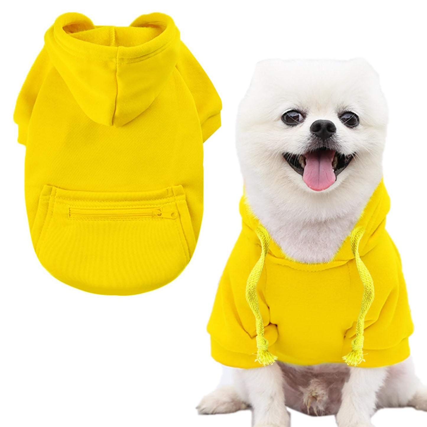 Jecikelon Winter Dog Hoodie Sweatshirts with Pockets Warm Dog Clothes for Small Dogs Chihuahua Coat Clothing Puppy Cat Custume (Medium, Pink)