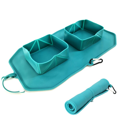 Portable Pet Feeder - Collapsible Cat Dog Bowls – Ideal for Travel Hiking Camping Walking - Dog Cat Beach Essentials – Food Grade Silicone – Foldable Bowls for Cats & Dogs, Blue