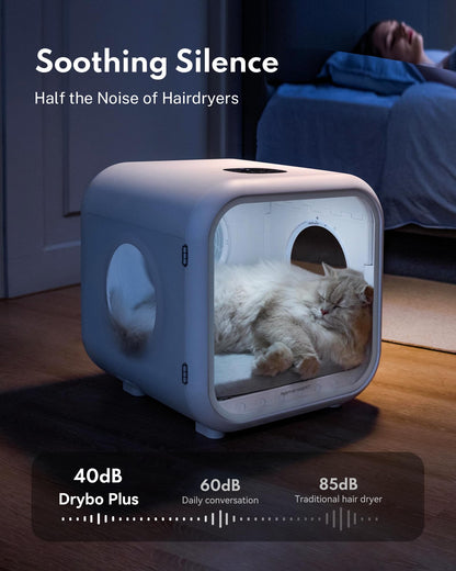 HomeRunPet Drybo Plus Automatic Pet Dryer Box - Ultra Quiet, Smart Temperature Control, 360° Efficient for Cats and Small Dogs