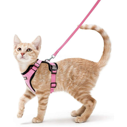 rabbitgoo Cat Harness and Leash for Walking, Escape Proof Soft Adjustable Vest Harnesses for Cats, Easy Control Breathable Reflective Strips Jacket, Navy Blue, XS