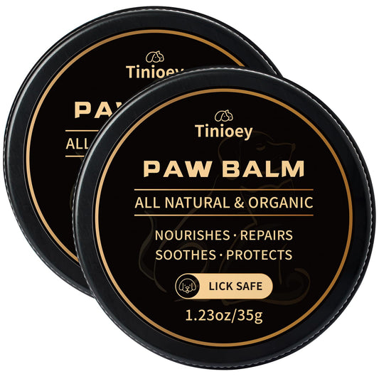 All-Natural Lick Safe Dog Paw Balm for Dogs & Cats | 2 Pack Dog Paw Pad Balm Paw Protector, Moisturizer & Soother for Dry Cracked Paws, Noses & Elbows | Snout Soother for Dogs (1.23oz *2)