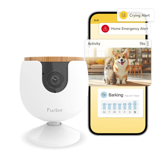 Furbo Mini New Pet Camera + Nanny Bundle: Home Security & Cat, Dog Safety Alerts, Pet Camera with Speaker, Smart Home Indoor Cam w Phone App & Night Vision (Additional Subscription Required at Setup)