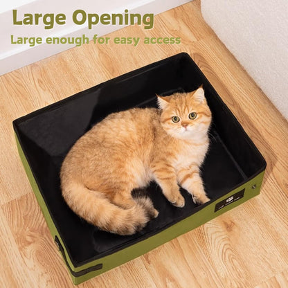 Portable Travel Litter Box for Cat - Foldable Cat Litter Box Waterproof Leak-Proof Cat Litter Box for Outdoor Camping Hotel Stays Road Trip Traveling Cat Essentials for Cat & Kitten (Green, Large)