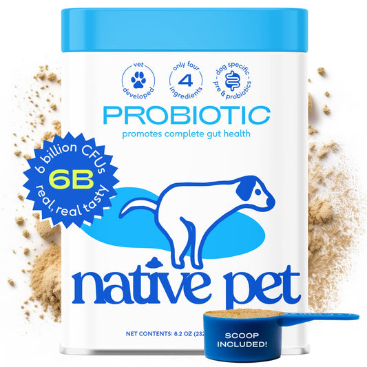 Native Pet Vet Created Probiotic Powder for Dogs Digestive Issues - Dog Probiotic Powder + Prebiotic + Bone Broth Powder - Gut Health for Dogs - 232 Gram 6 Billion CFU - Probiotics for Dogs 8.2 oz