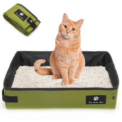 Portable Travel Litter Box for Cat - Foldable Cat Litter Box Waterproof Leak-Proof Cat Litter Box for Outdoor Camping Hotel Stays Road Trip Traveling Cat Essentials for Cat & Kitten (Green, Large)