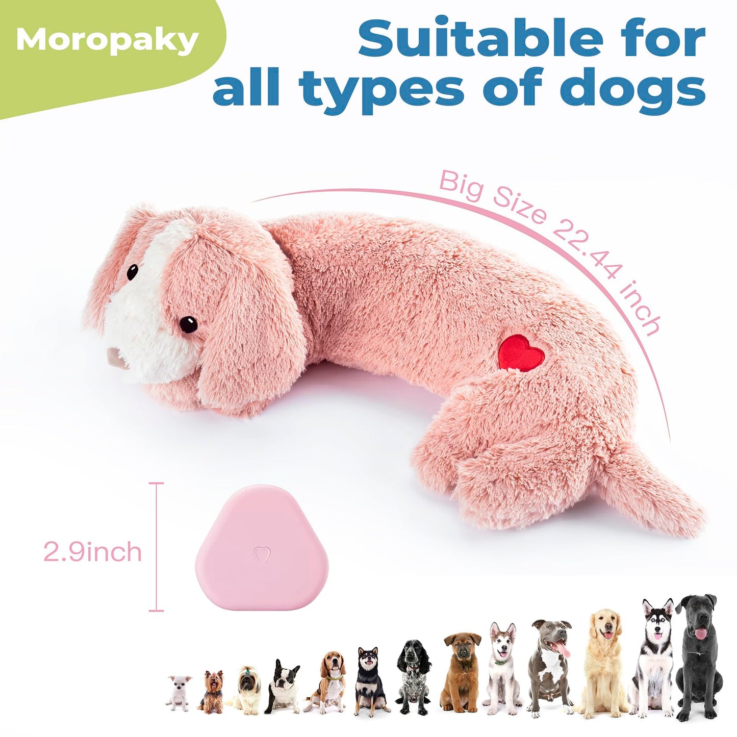 Heartbeat Toy Puppy Heartbeat Stuffed Toy for Dog Calming Aid, Heartbeat Puppy Toy for Pets Anxiety Relief, Dog Comfort Toy for Behavioral Aid Crate Training, Puppy Essential