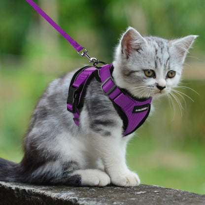 rabbitgoo Cat Harness and Leash for Walking, Escape Proof Soft Adjustable Vest Harnesses for Cats, Easy Control Breathable Reflective Strips Jacket, Navy Blue, XS