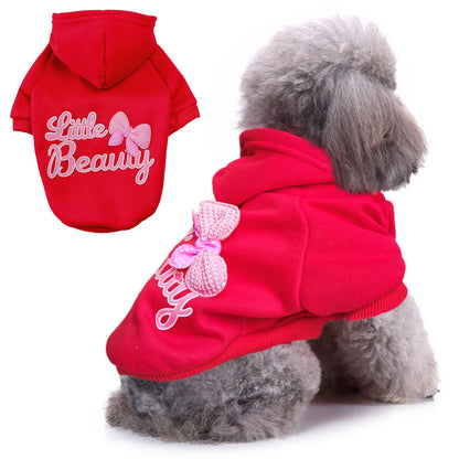 Jecikelon Winter Dog Hoodie Sweatshirts with Pockets Warm Dog Clothes for Small Dogs Chihuahua Coat Clothing Puppy Cat Custume (Medium, Pink)