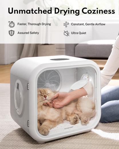 HomeRunPet Drybo Plus Automatic Pet Dryer Box - Ultra Quiet, Smart Temperature Control, 360° Efficient for Cats and Small Dogs