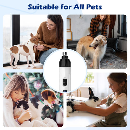 Dog Nail Grinder, 2025 Upgrades Super Quiet Pet Nail Grinder for Dogs Quiet Electric Nail File, 2-Speed Rechargeable Dog Nail Grinder Quiet Pet Nail Trimmers for Large Dogs Small Dogs (White)