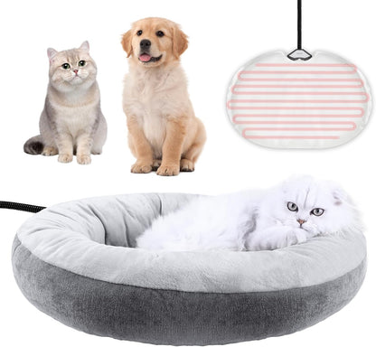 Heated Cat Bed for Cats and Small Dogs, Winter Cozy Heated Pet Bed with Warming Constant Temp, Washable Cat Bed for Indoor Cats, Electric Cat Heating Pad for Kittens, Folded Ear Cats, Elder Cats