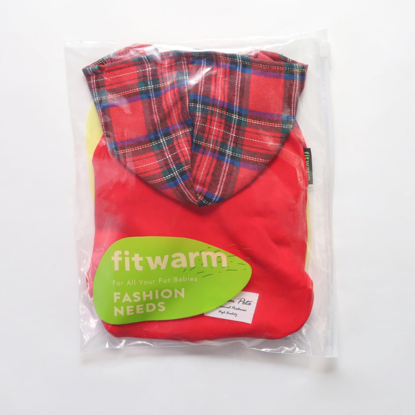 Fitwarm Tartan Plaid Dog Hoodie, Dog Clothes for Small Dogs Girl Boy, Pet Sweatshirt with Hood, Cat Winter Outfit, Red, Green, XXL