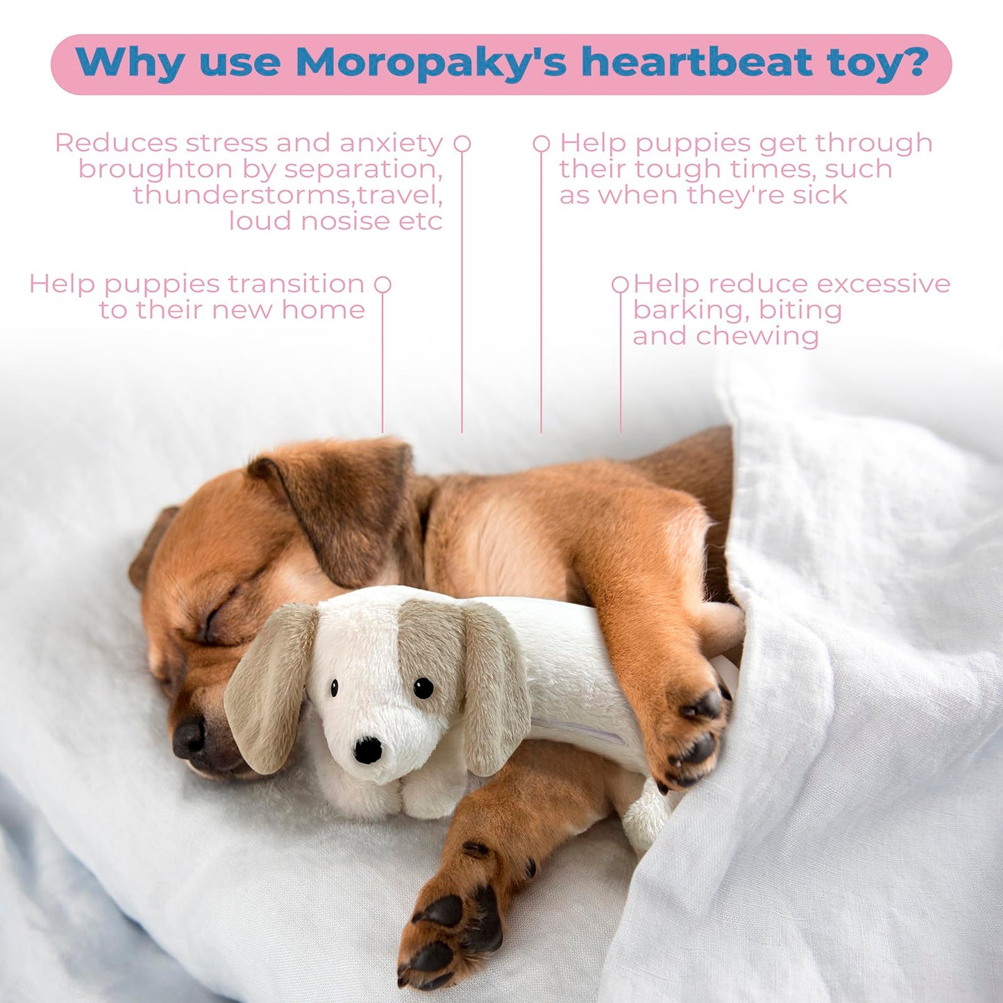 Heartbeat Toy Puppy Heartbeat Stuffed Toy for Dog Calming Aid, Heartbeat Puppy Toy for Pets Anxiety Relief, Dog Comfort Toy for Behavioral Aid Crate Training, Puppy Essential