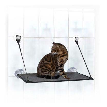 K&H Pet Products Deluxe EZ Mount Kitty Sill Window Sill Cat Bed, Cat Window Hammock Seat, Sturdy Indoor Cat Window Perch, Essential Cat Hammock Style Shelf - With Bolster Chocolate