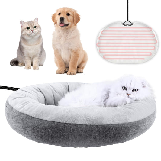 Heated Cat Bed for Cats and Small Dogs, Winter Cozy Heated Pet Bed with Warming Constant Temp, Washable Cat Bed for Indoor Cats, Electric Cat Heating Pad for Kittens, Folded Ear Cats, Elder Cats