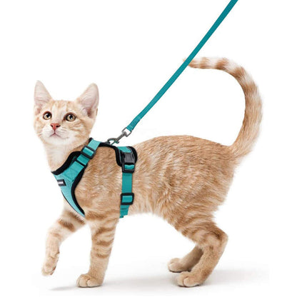 rabbitgoo Cat Harness and Leash for Walking, Escape Proof Soft Adjustable Vest Harnesses for Cats, Easy Control Breathable Reflective Strips Jacket, Navy Blue, XS