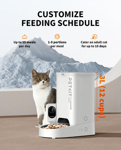 PETKIT Automatic Pet Feeder with Camera, 1080P HD Video with Night Vision, 2.4G WiFi Cat Dog Feeder with 2-Way Audio,Smart App Control Pet Dry Food Dispenser for Cats and Dogs with Non-Stick Food Bowl