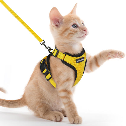 rabbitgoo Cat Harness and Leash for Walking, Escape Proof Soft Adjustable Vest Harnesses for Cats, Easy Control Breathable Reflective Strips Jacket, Navy Blue, XS