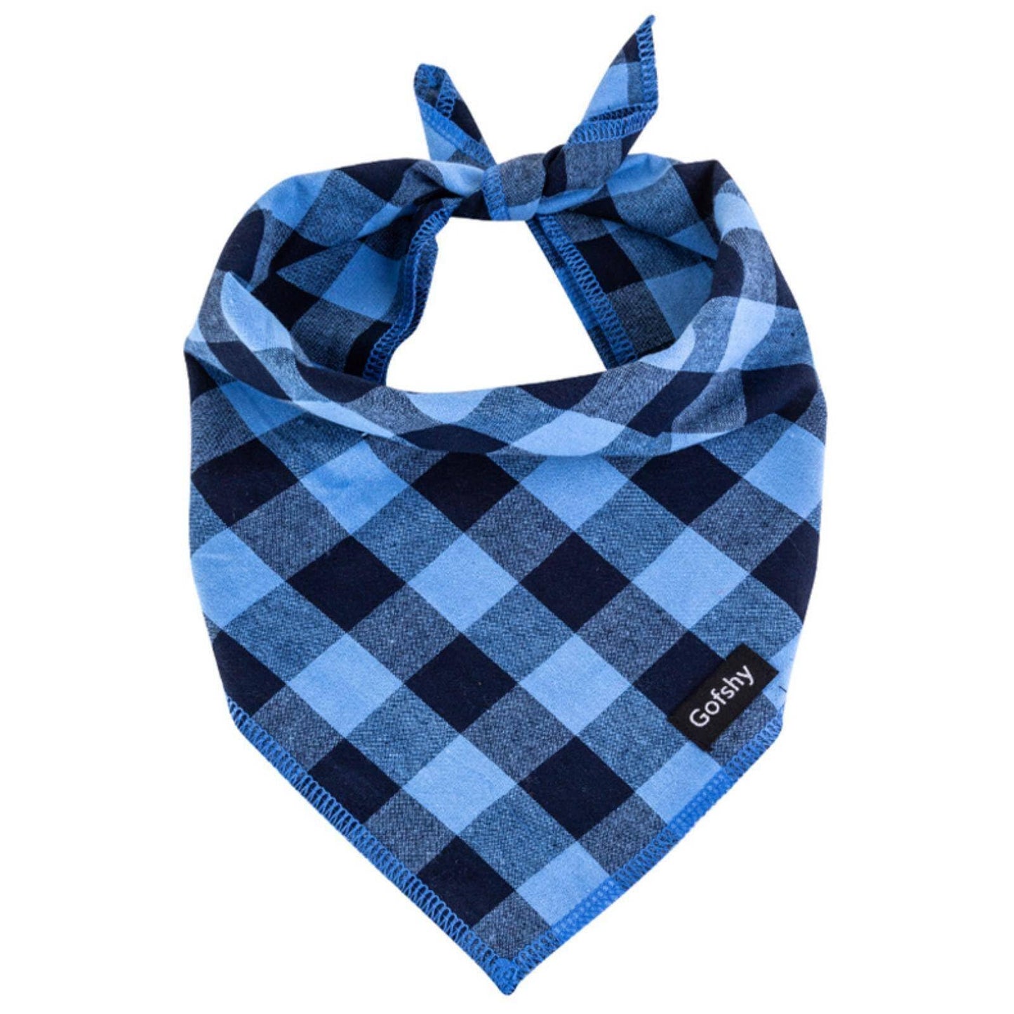 Boy Dog Bandana Small-Blue Black Dog Scarf Buffalo Plaid Printing Adjustable Bib Handkerchief Accessories for Small Dogs Cats (S)