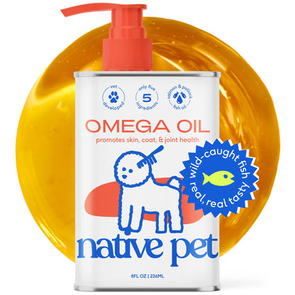 Native Pet Omega 3 Fish Oil for Dogs 8 oz - Made with Wild Alaskan Salmon Oil for Dogs - EPA DHA - Supports Itchy Skin, Mobility - Liquid Pump is Easy to Serve - Omega 3 Oil for Dogs