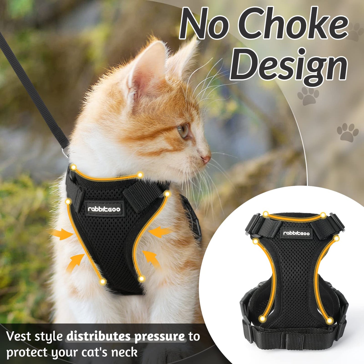 rabbitgoo Cat Harness and Leash for Walking, Escape Proof Soft Adjustable Vest Harnesses for Cats, Easy Control Breathable Reflective Strips Jacket, Navy Blue, XS