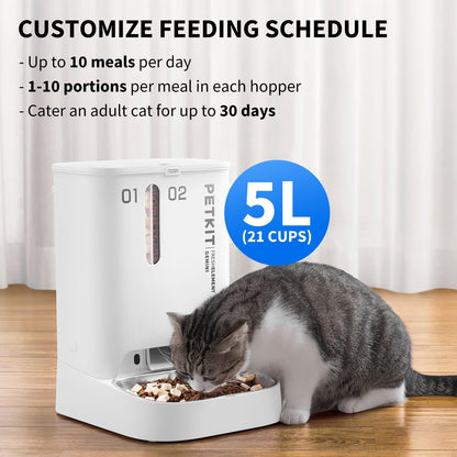 PETKIT Automatic Pet Feeder with Camera, 1080P HD Video with Night Vision, 2.4G WiFi Cat Dog Feeder with 2-Way Audio,Smart App Control Pet Dry Food Dispenser for Cats and Dogs with Non-Stick Food Bowl