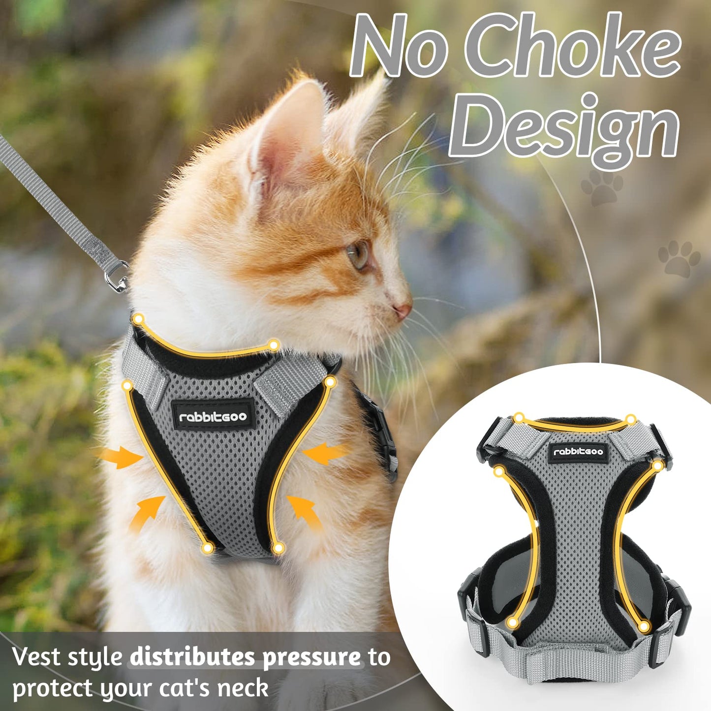 rabbitgoo Cat Harness and Leash for Walking, Escape Proof Soft Adjustable Vest Harnesses for Cats, Easy Control Breathable Reflective Strips Jacket, Navy Blue, XS