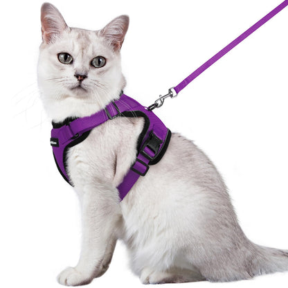 rabbitgoo Cat Harness and Leash for Walking, Escape Proof Soft Adjustable Vest Harnesses for Cats, Easy Control Breathable Reflective Strips Jacket, Navy Blue, XS