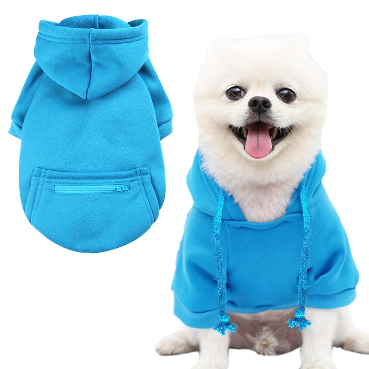 Jecikelon Winter Dog Hoodie Sweatshirts with Pockets Warm Dog Clothes for Small Dogs Chihuahua Coat Clothing Puppy Cat Custume (Medium, Pink)