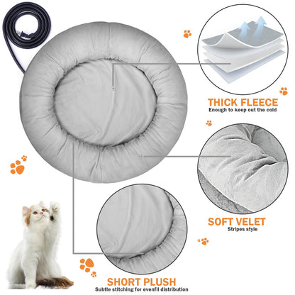 Heated Cat Bed for Cats and Small Dogs, Winter Cozy Heated Pet Bed with Warming Constant Temp, Washable Cat Bed for Indoor Cats, Electric Cat Heating Pad for Kittens, Folded Ear Cats, Elder Cats