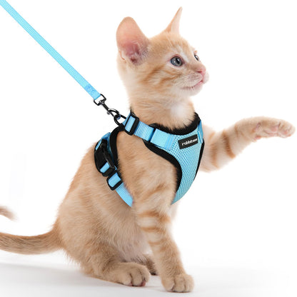 rabbitgoo Cat Harness and Leash for Walking, Escape Proof Soft Adjustable Vest Harnesses for Cats, Easy Control Breathable Reflective Strips Jacket, Navy Blue, XS