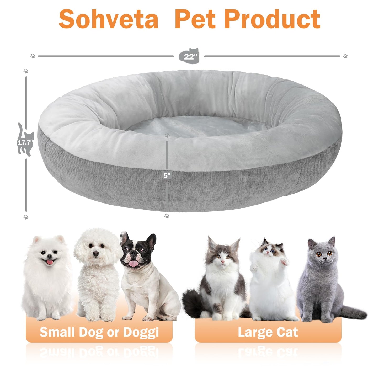 Heated Cat Bed for Cats and Small Dogs, Winter Cozy Heated Pet Bed with Warming Constant Temp, Washable Cat Bed for Indoor Cats, Electric Cat Heating Pad for Kittens, Folded Ear Cats, Elder Cats