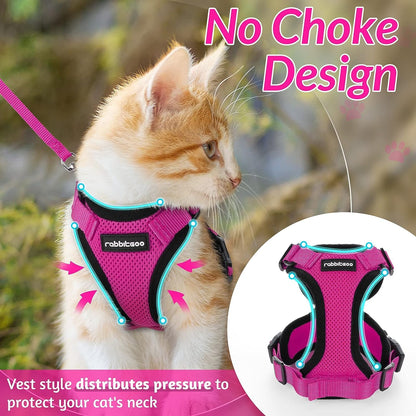 rabbitgoo Cat Harness and Leash for Walking, Escape Proof Soft Adjustable Vest Harnesses for Cats, Easy Control Breathable Reflective Strips Jacket, Navy Blue, XS