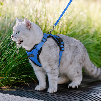 rabbitgoo Cat Harness and Leash for Walking, Escape Proof Soft Adjustable Vest Harnesses for Cats, Easy Control Breathable Reflective Strips Jacket, Navy Blue, XS