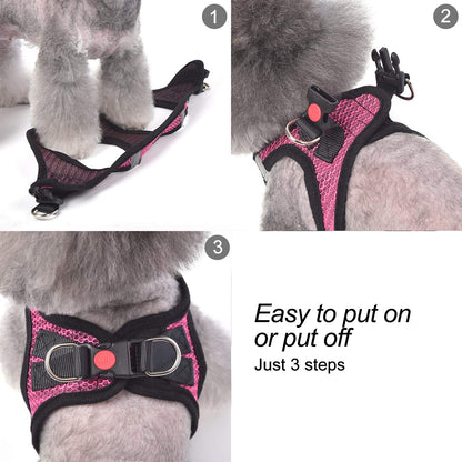 Dog Harness Step-in Breathable Puppy Cat Dog Vest Harnesses for Small Medium Dogs Blue Plaid