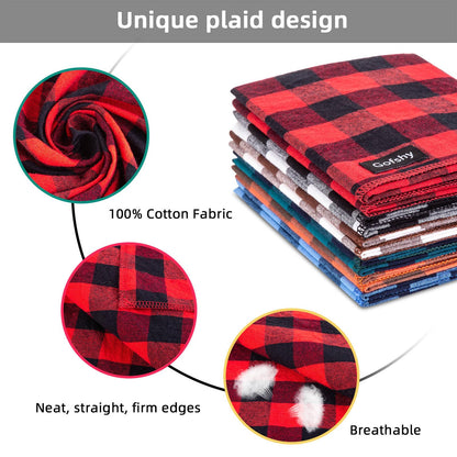 Boy Dog Bandana Small-Blue Black Dog Scarf Buffalo Plaid Printing Adjustable Bib Handkerchief Accessories for Small Dogs Cats (S)