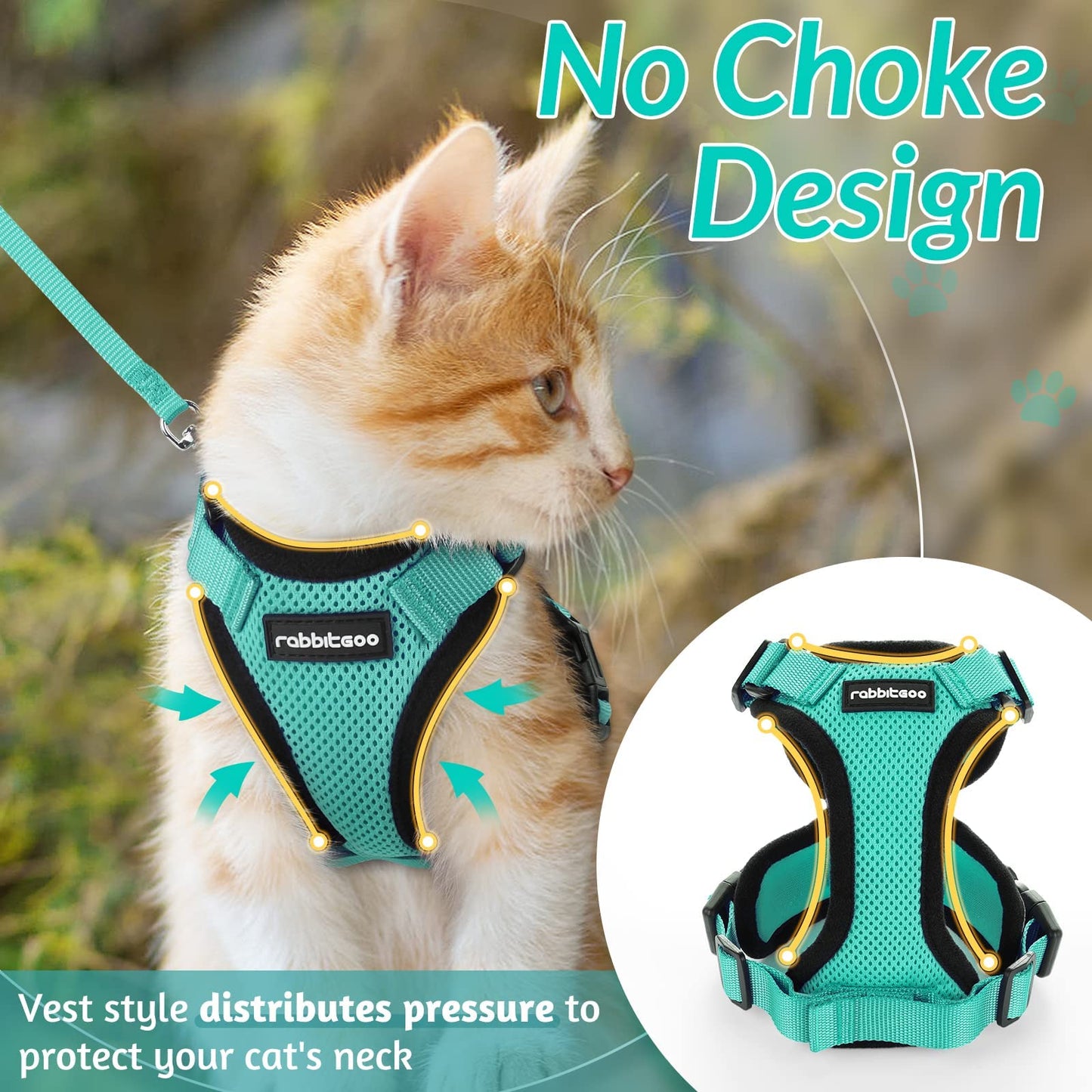 rabbitgoo Cat Harness and Leash for Walking, Escape Proof Soft Adjustable Vest Harnesses for Cats, Easy Control Breathable Reflective Strips Jacket, Navy Blue, XS