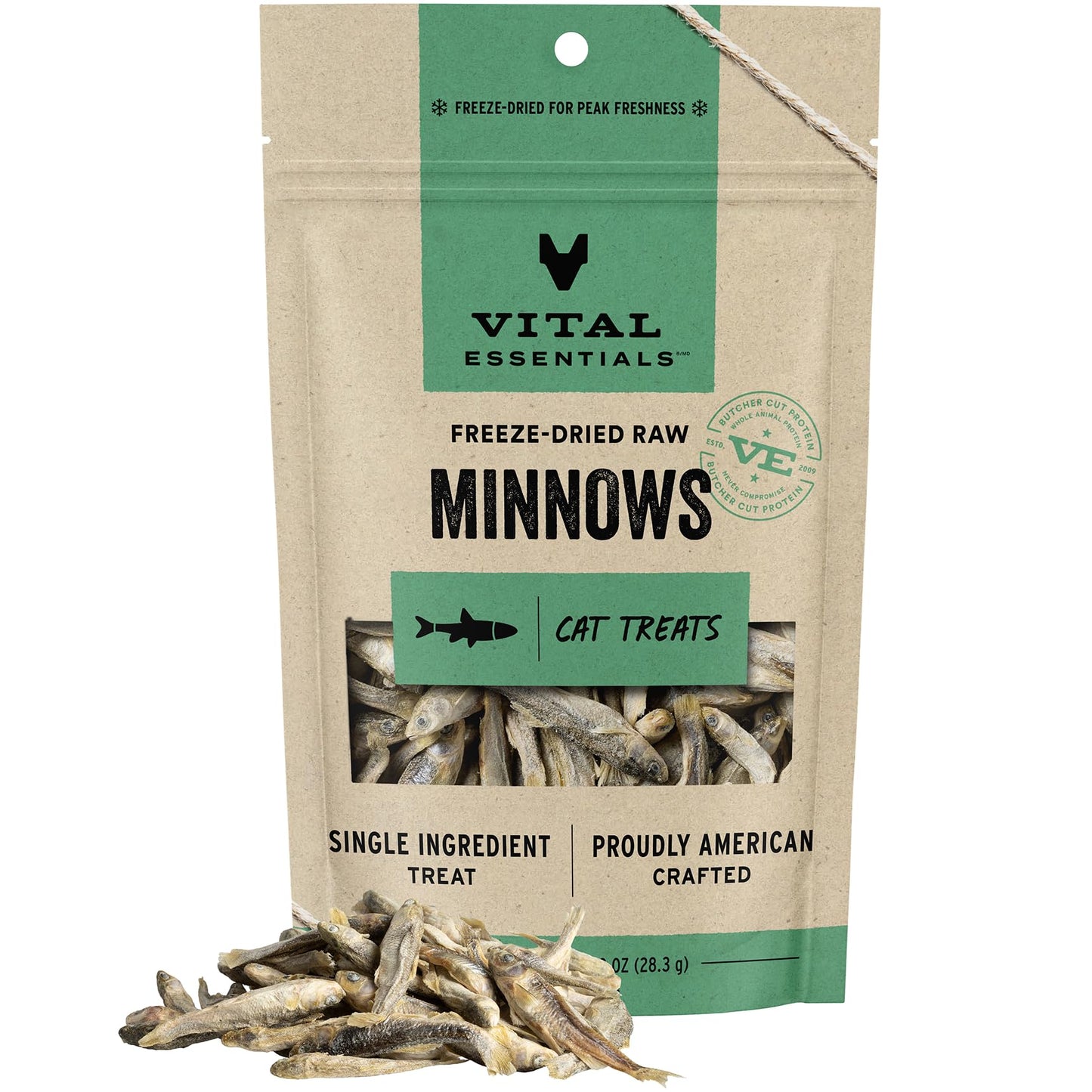 Vital Essentials Freeze Dried Raw Cat Treats, Minnows Treats, 0.5 oz