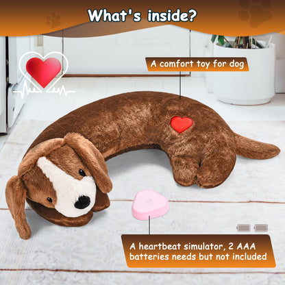 Heartbeat Toy Puppy Heartbeat Stuffed Toy for Dog Calming Aid, Heartbeat Puppy Toy for Pets Anxiety Relief, Dog Comfort Toy for Behavioral Aid Crate Training, Puppy Essential